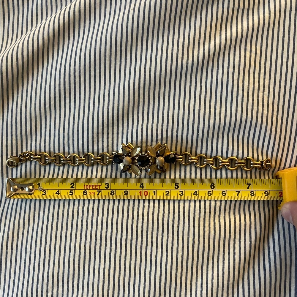 VINTAGE J.Crew Gold Rhinestone Bracelet - Picture 6 of 9